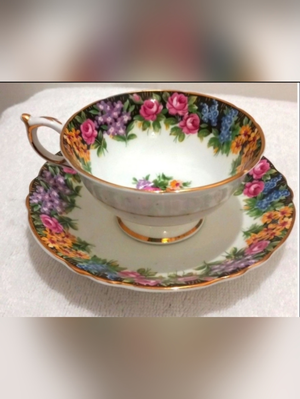 Old English Garden Paragon Cup and Saucer,double Warrant By Appt To Her Majesty.